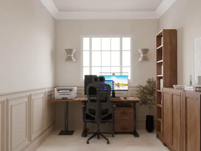 Study Room Home Office Interior Design 3D Model Scene 3D model