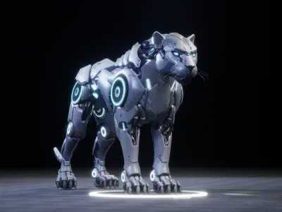 CYBORG TIGER 3D MODEL Low-poly 3D model