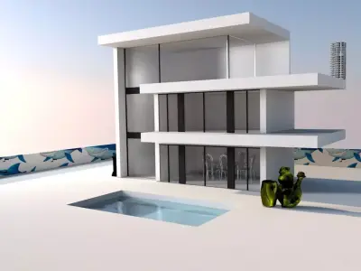 NewHome modern house with swimming pool 3D model