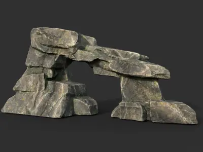 Low poly Big Rock Formation Pack 200928 - Mossy Low-poly 3D model