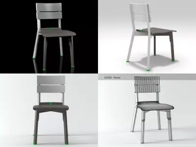 R C four different chairs 3D model
