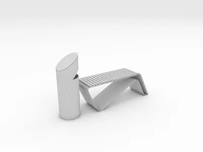 Bench Park 23 Low-poly 3D model