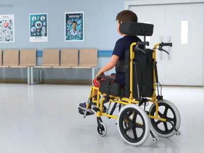  Child in Cerebral Palsy Wheelchair Fur 