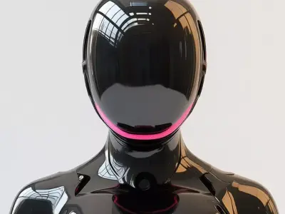 Futuristic Cyberpunk Woman Glossy Black Suit Pink Accents 3D Low-poly 3D model