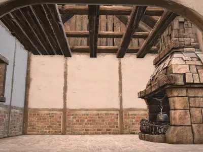 Medieval House 2 Barrack Low-poly 3D model