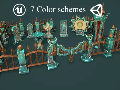 Fantasy cemetery 2 Low-poly 3D model