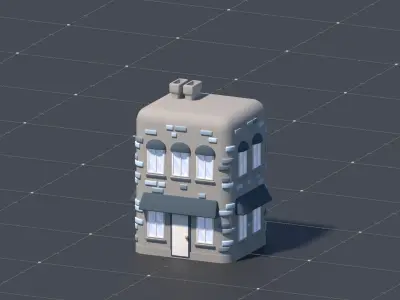 3D Asset - Low-Poly Stylized City Buildings Set Low-poly 3D model