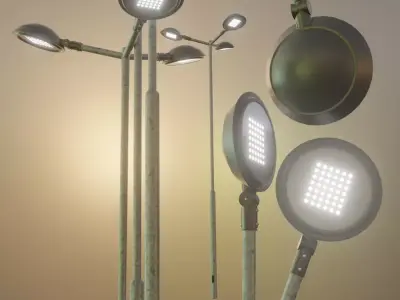 Street Light 4 Galvanized F3 M1 K0 4500mm  Low-poly 3D model