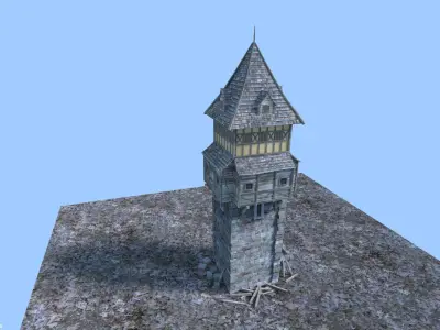 tower stone with door 3D model