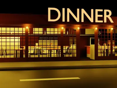 American dinner Free low-poly 3D model