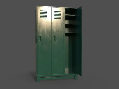 PBR School Gym Locker 08 - Green Dark Low-poly 3D model