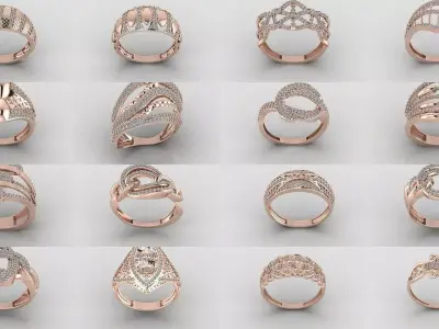 200 Model Files Womens Rings Lightweight STL 3DM Printable 3D Model Pack