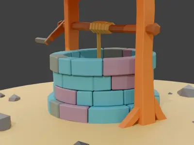 Cartoon Water Well Low-poly 3D model