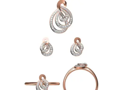 Light wt Ring Earrings Pendant set stl jcd 1-render details 3D print model 30