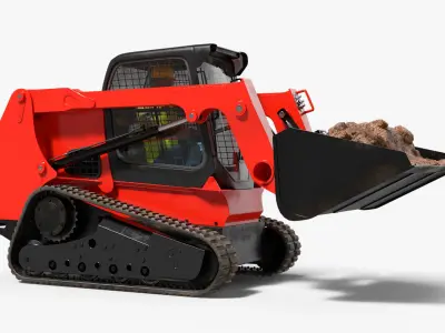  Skid Steer Loader with Operator and Soil Load Rigged for Maya 