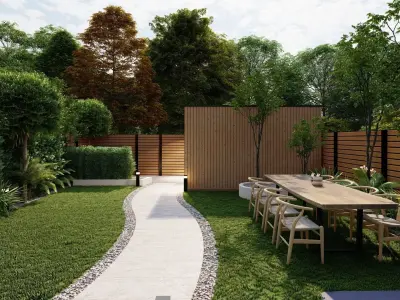 3D Exterior Scene 3D model design garden and landscape 3D  3D model