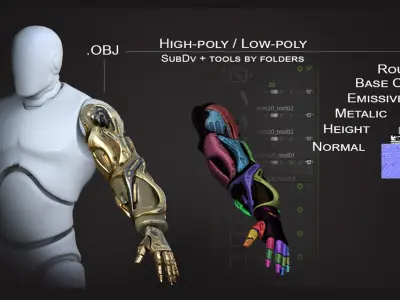 20 ARMS 3D Models Pack with Textures for ALL Softwares 3D model