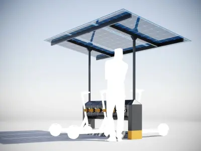 Solar scooter charging station 3D model