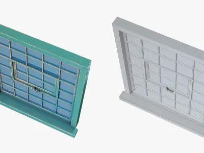 Window Wooden Vintage Low-poly 3D model