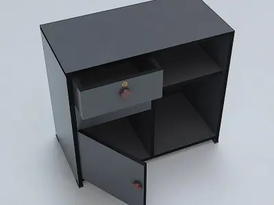 Cabinet nightstand with two drawers 3D model