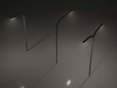 3 Different Street Lights Low-poly 3D model