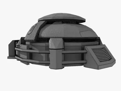 Low-poly Sci-fi Bunker Building Low-poly 3D model