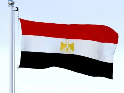 Animated Egypt Flag Low-poly 3D model