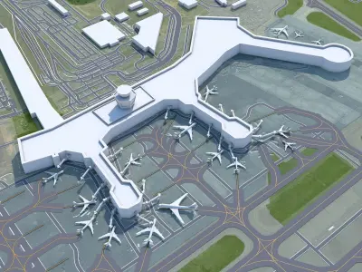 Moscow Domodedovo Mikhail Lomonosov Airport 15km Low-poly 3D model