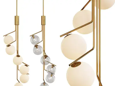 SHIRLEY chandelier with balls hanging from it Low-poly 3D model
