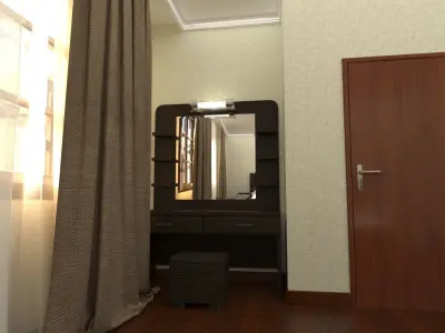 Bedroom with bed and lamp 3D model