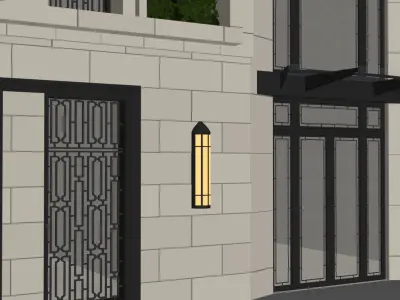 Facade with ivy 3D model