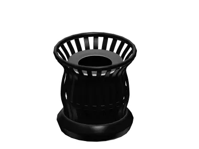 Black organic shaped open cage trash can Low-poly 3D model