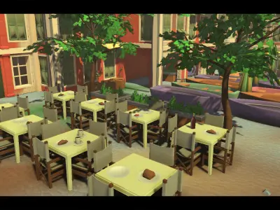 Stylized Tuscany Seaside City Low-poly 3D model