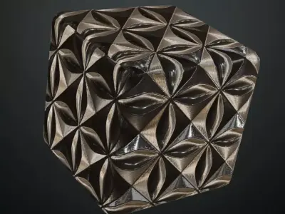 Gothic Metallic Floral Relief Tiles PBR Seamless Texture