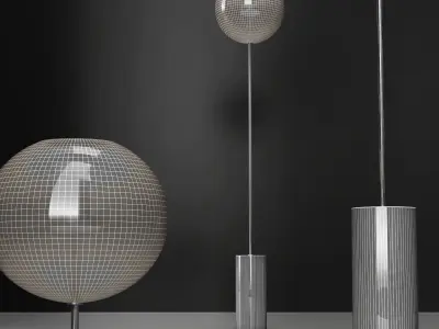 Floor lamp Giopato and Coombes Bolle Soffio long 3D model
