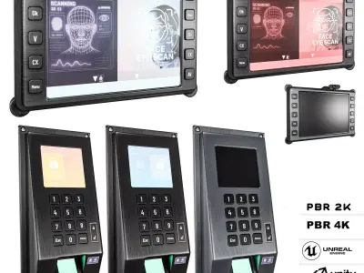 Biometric Fingerprint and Facial Recognition Device Low-poly 3D model