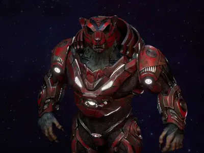 Bear sky fi Low-poly 3D model