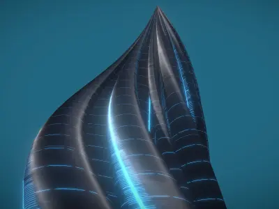 Tube Building Alien Windows 3D model