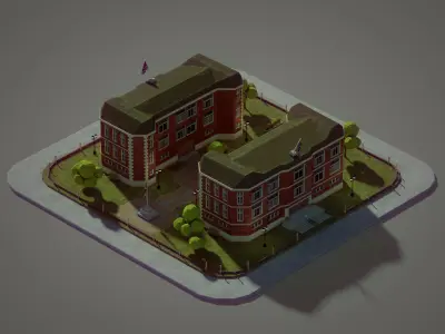 Lowpoly British School Low-poly 3D model