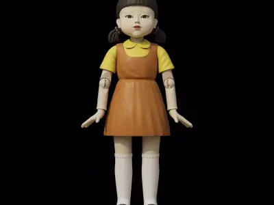 Squid Game Green Light Red Light Killer Doll 3D model