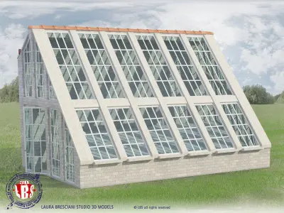Greenhouse with windows and doors 3D model