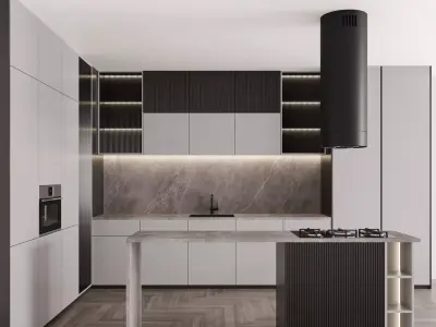 firestkitchen modern kitchen with cabinets 3D model