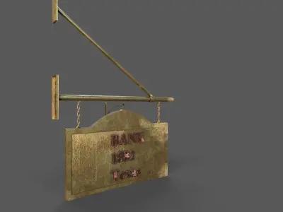 OLD BANK SIGN AND BELL 3D MODEL Low-poly 3D model