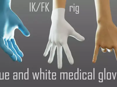 gloved medical hand Low-poly 3D model