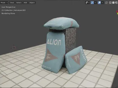lion cement bag 50 kg rigged 3D model