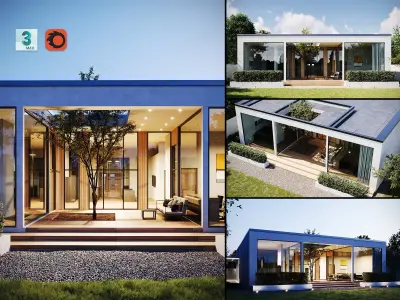 Exterior House Scene Day and Night 3D model