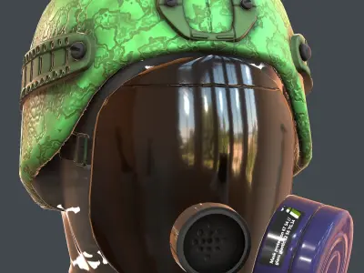 Gas mask helmet 3d model scifi Low-poly  Low-poly 3D model 244