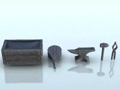 Blacksmith shop interior - Medieval Gothic Feudal Old Archaic Sa 3D print model