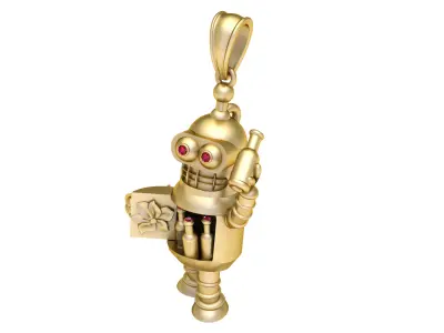  gold robot jewelry 3D print model