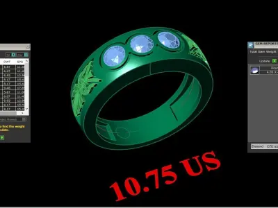 Light Gold Diamond Men Ring 2MR066 3D model